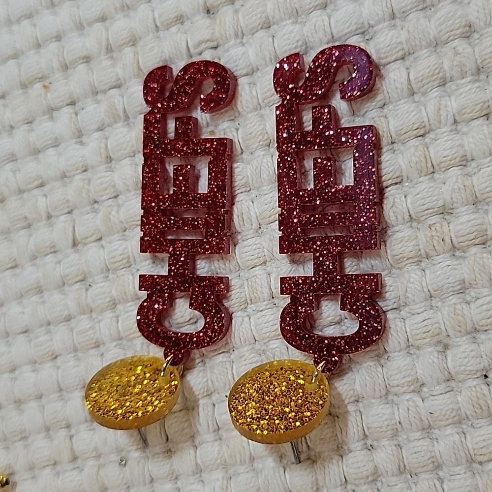 CHIEFS KINGDOM Sparkle Drop Earrings, Choice of Style - Picture 5 of 8